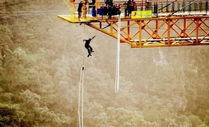 Bungee Jumping By a Boy