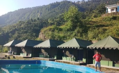 Swiss Camps and Swimming Pool of Mussoorie Camp Resort