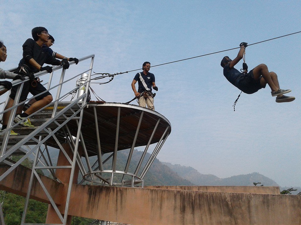 Ganga Zip Team performing zipline activity