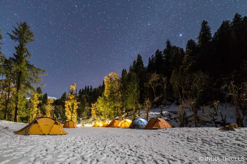 Camping under the stars during Kedarkantha Summit Trek