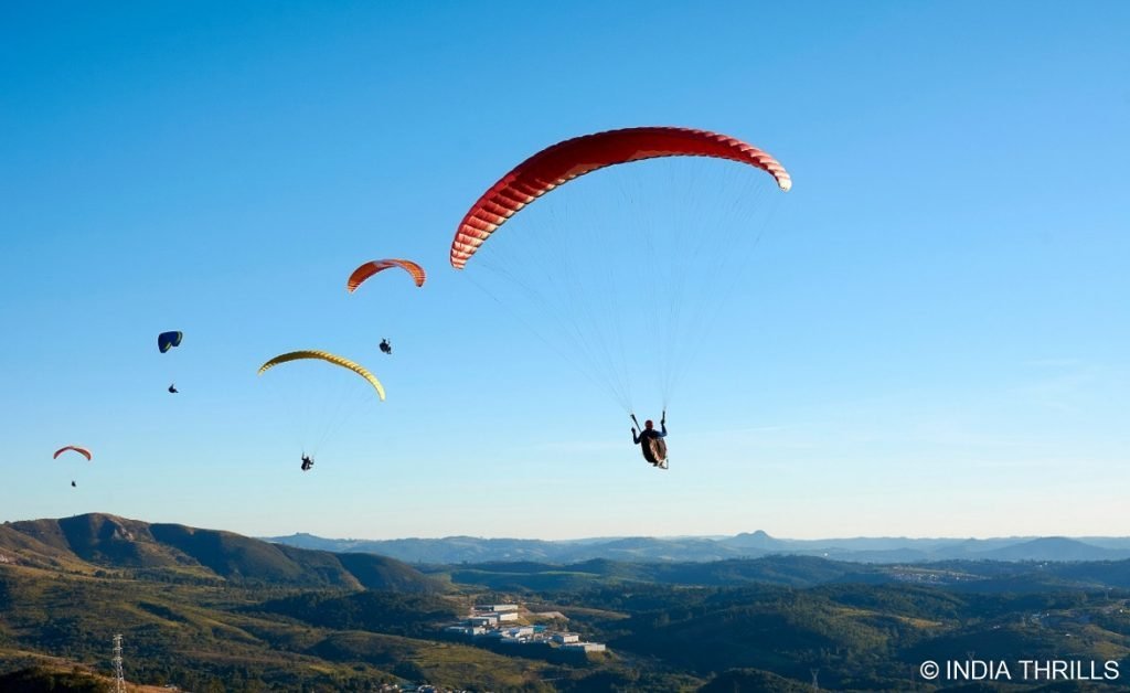 multiple paragliding fly view from take off point kamshet tower hills