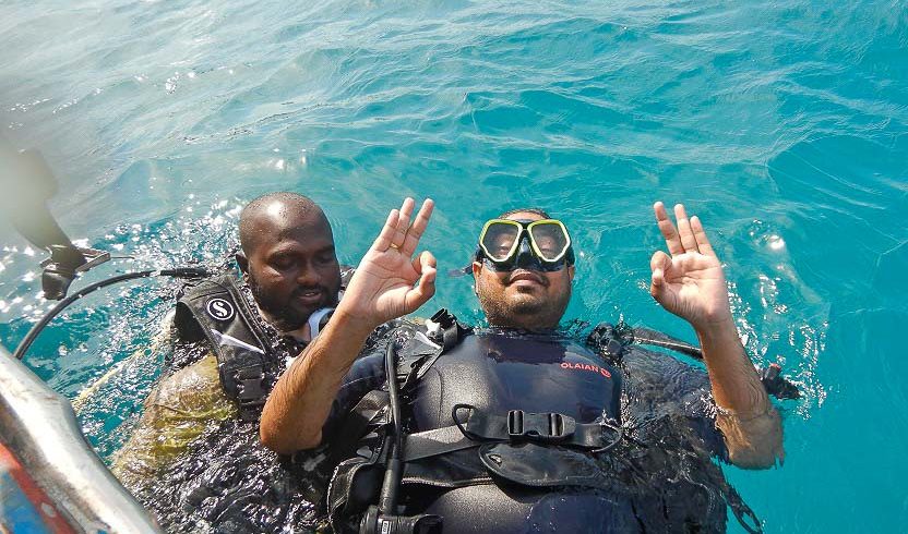 fun scuba diving experience selfi