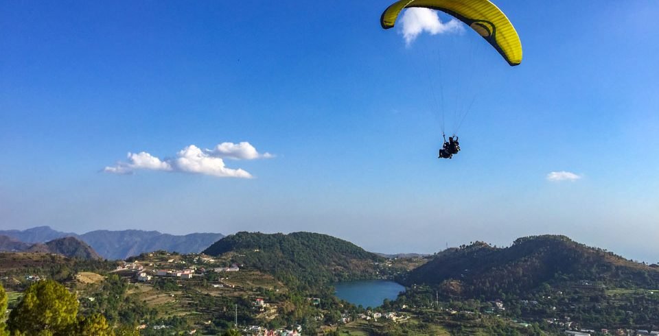 paragliding over nainital lakes